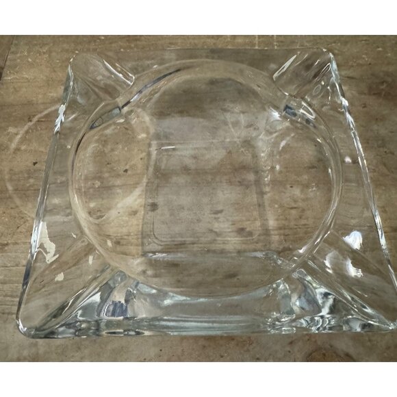 Vintage Clear Glass Ashtray Cigarette Cigar 6"X6" Square Large - Picture 5 of 5